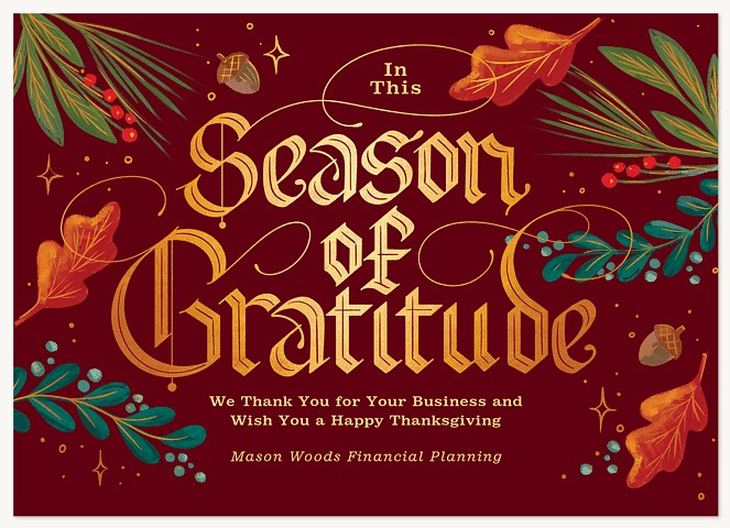 Golden Gratitude Business Holiday Cards