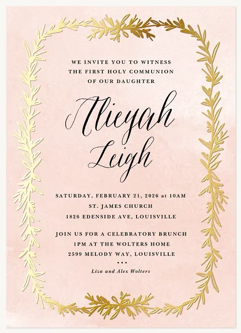 Radiant Gardland First Communion Invitations