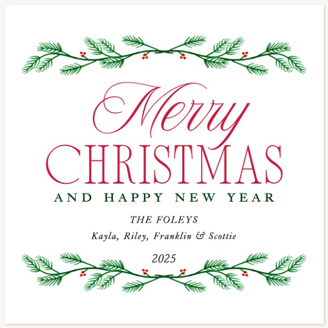 Festive Branches Personalized Holiday Cards