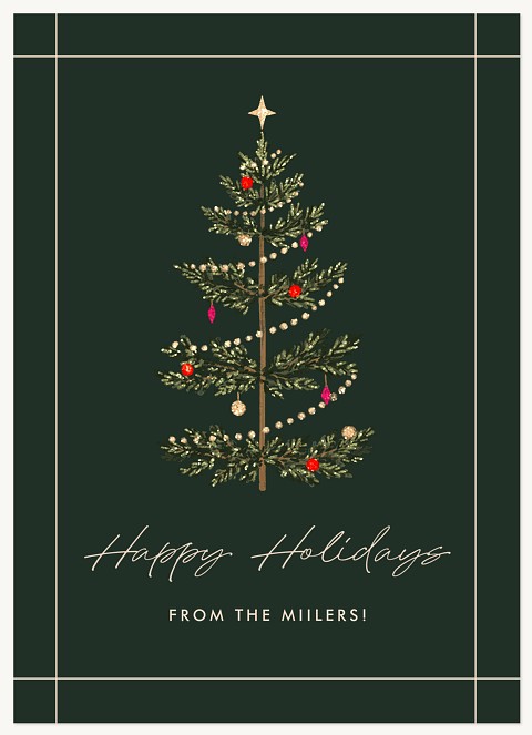 Sparkling Festive Tree Personalized Holiday Cards