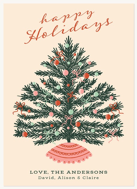 Vintage Tree Personalized Holiday Cards