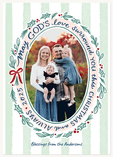 Charming Stripes Personalized Holiday Cards