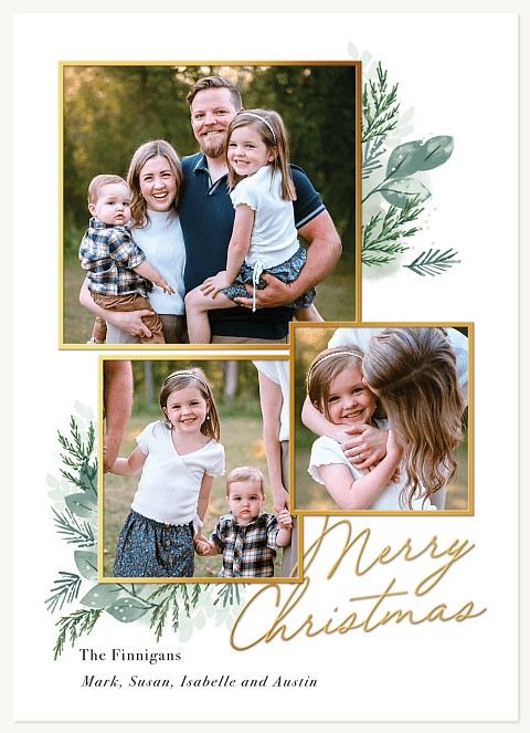Evergreen Accent Personalized Holiday Cards
