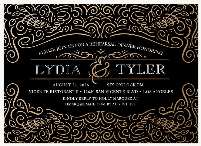 Flourished Soiree Rehearsal Dinner Invitations