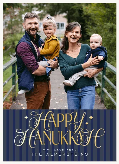 Blue Stripes Hanukkah Cards