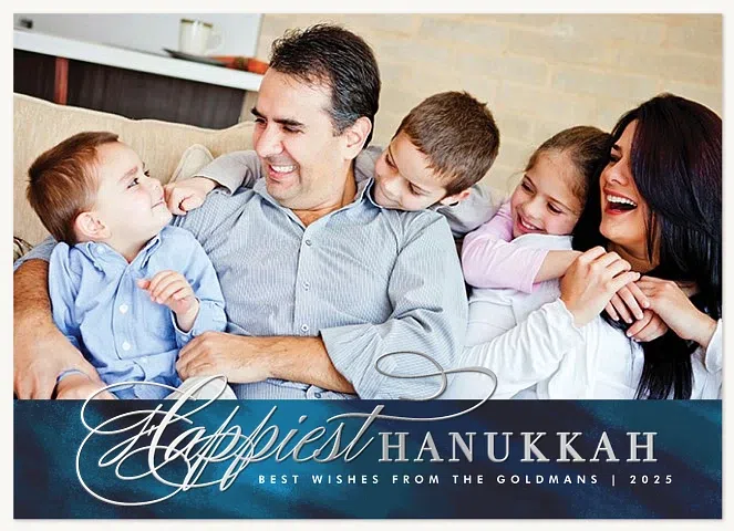 Blue Brushstrokes Hanukkah Cards