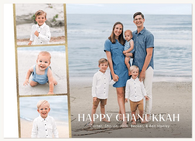 Golden Photo Strip Hanukkah Cards