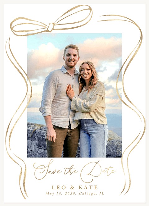Elegant Bow Save the Date Cards