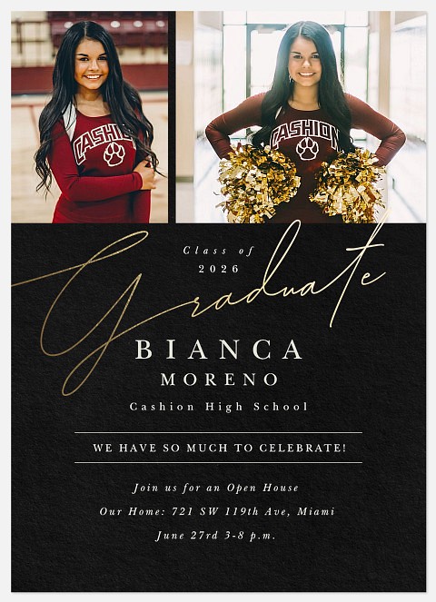 Golden Script Graduation Cards