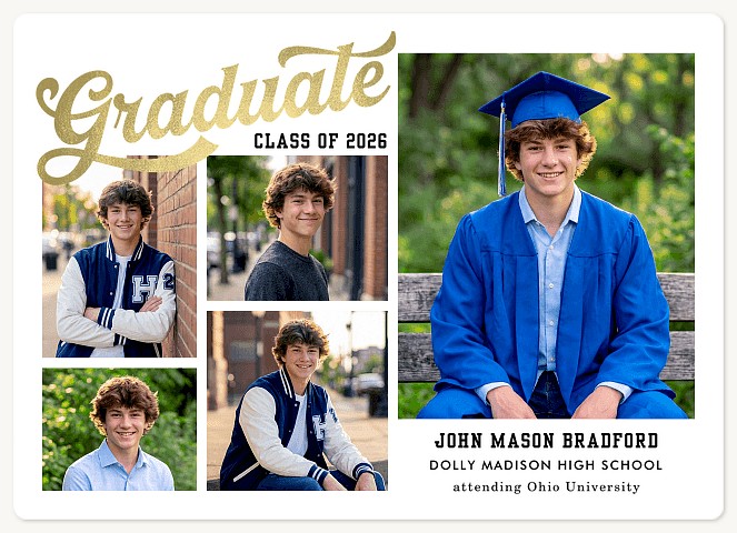Sporty Script Graduation Cards