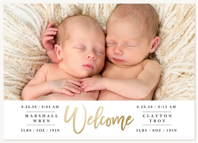 Brightest Welcome Twin Birth Announcements