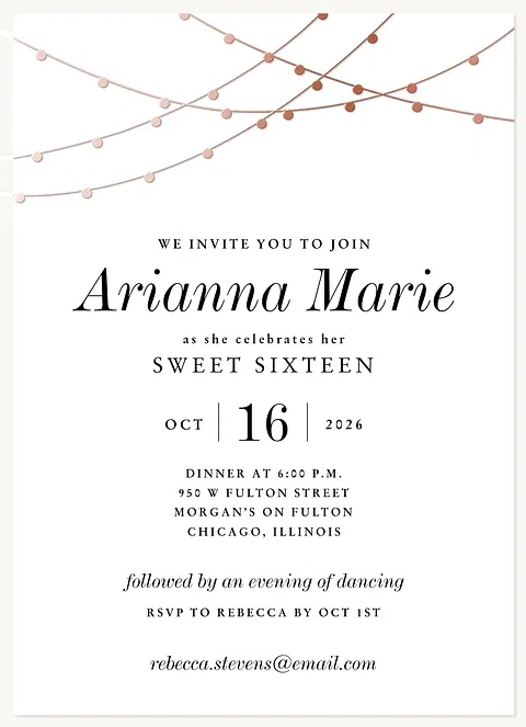 Classy Elegance Teen Birthday Invitations