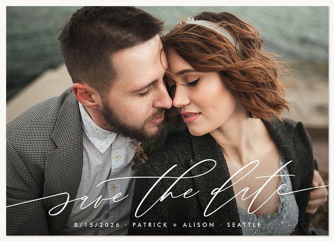 Slanted Script Save the Date Cards