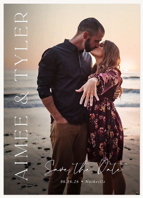 Vertical Elegant Names Save the Date Cards