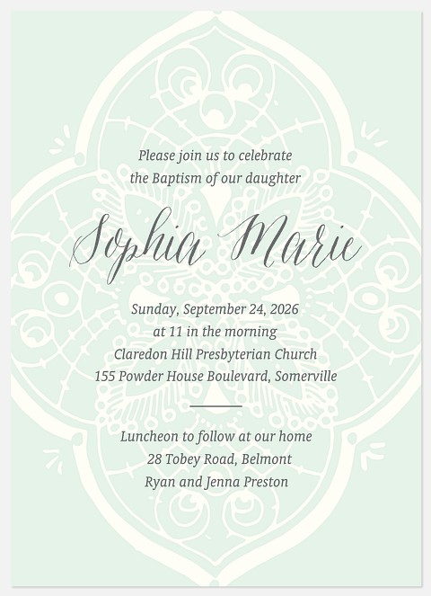 Light Embroidery Baptism Christening Invitations