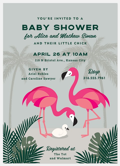 Flamingo Paradise Baby Shower Invitations