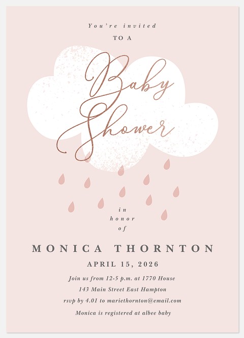 Blush Shower Baby Shower Invitations
