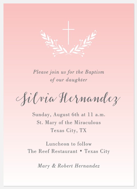 Blessed Laurels Baptism Christening Invitations