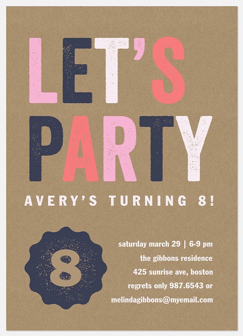 Party On Kids' Birthday Invitations