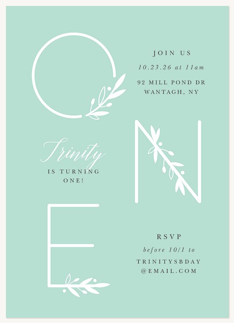 Delicate One Kids Birthday Invitations