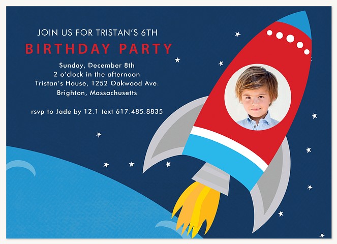 Rocket Kid Kids Birthday Invitations
