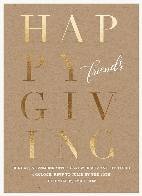 Golden Friendsgiving Thanksgiving Cards