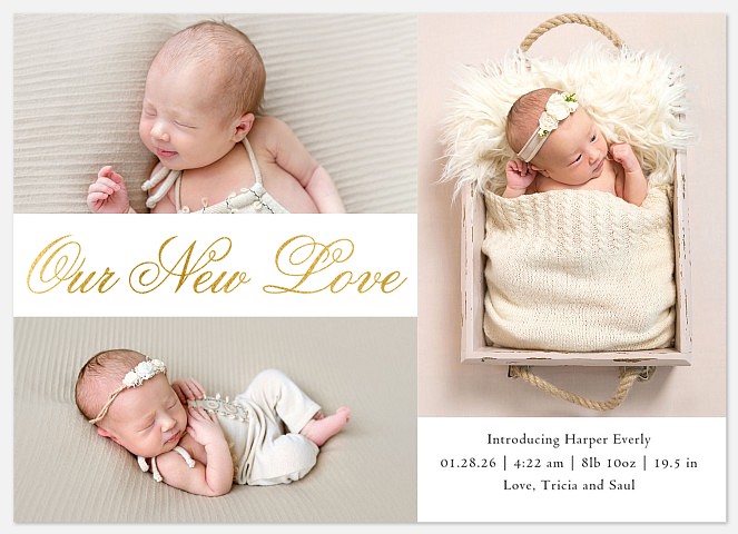 Our New Love Baby Birth Announcements
