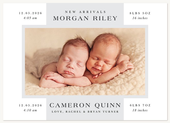  Double Arrival Twin Birth Announcements