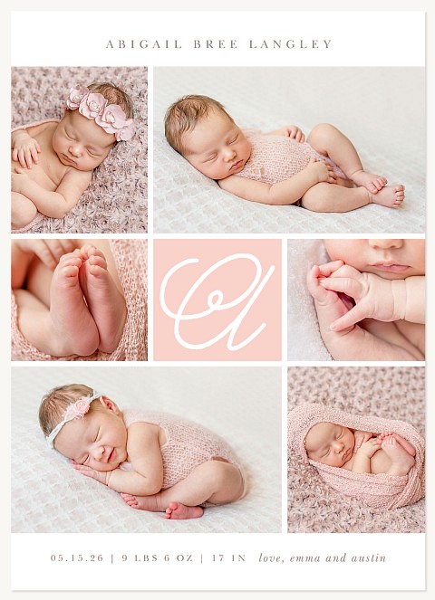 Blushed Monogram Baby Announcements
