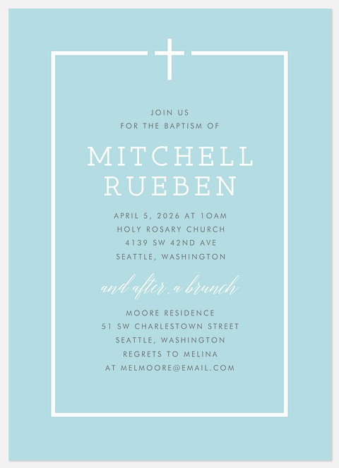 Simply Blessed Baptism Christening Invitations