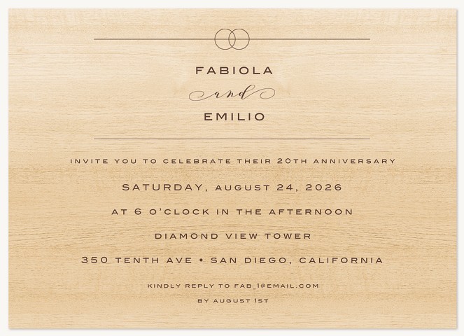 Modern Woodgrain Wedding Anniversary Invitations