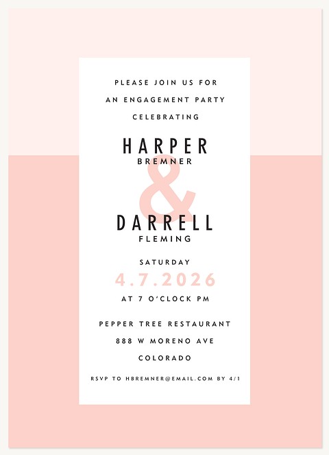 Color Block Engagement Party Invitations