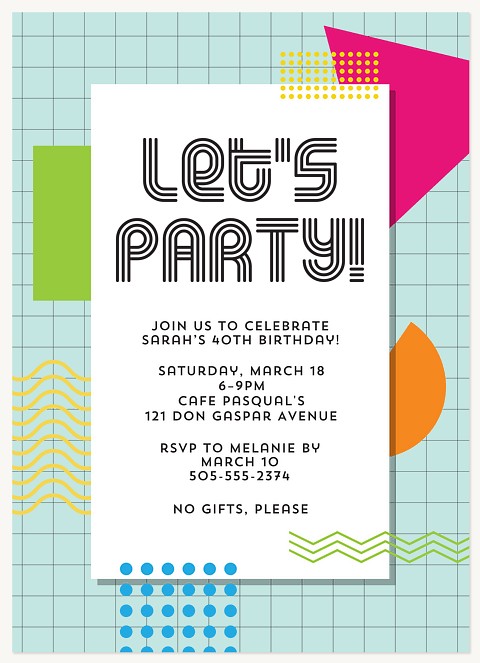 Retro Remix Adult Birthday Party Invitations