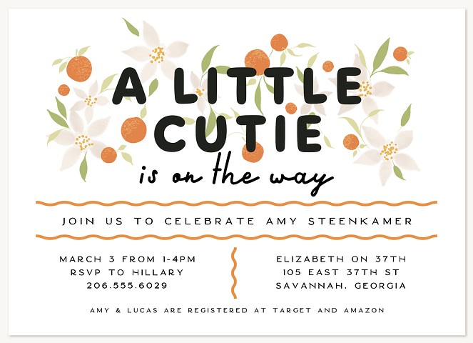 A Little Cutie Baby Shower Invites