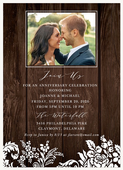 Rustic Lace Wedding Anniversary Invitations