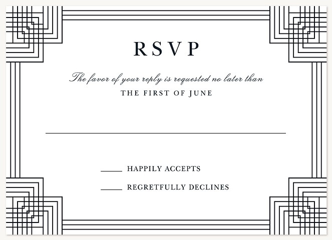 Deco Corners Wedding RSVP Cards