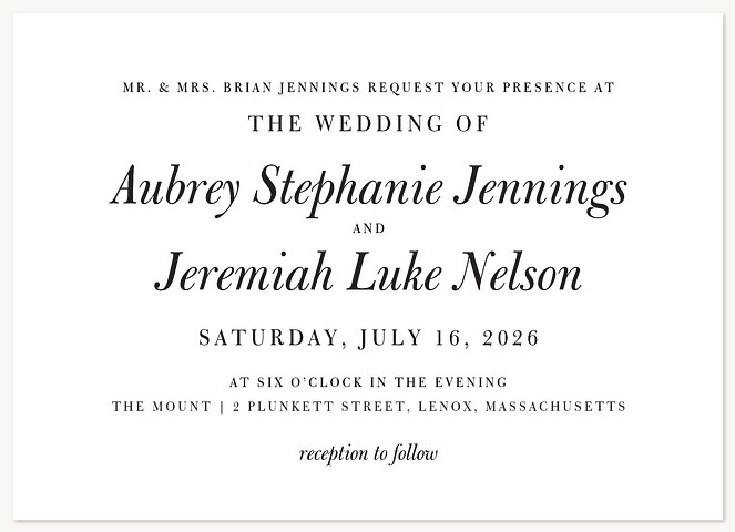 Timeless Wedding Invitations