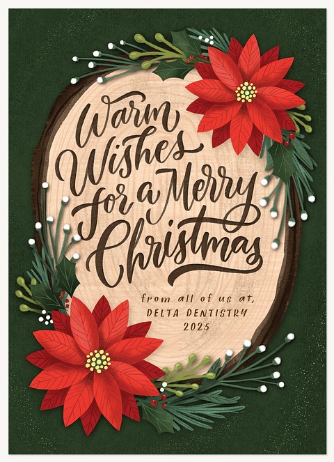 Poinsettia and Pine Business Holiday Cards