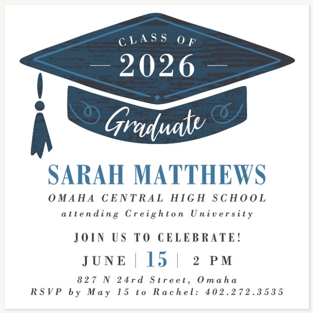 Rustic Cap Graduation Invitations