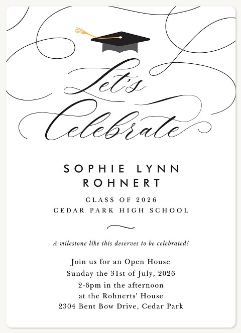 Flourished Grad Hat Graduation Cards