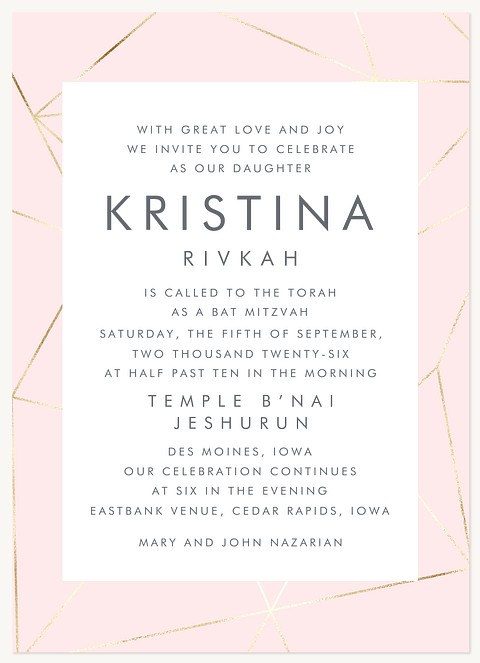 Modern Geo Bat Mitzvah Invitations