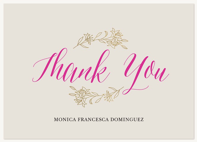 Gilded Elegance Quinceañera Thank You Cards