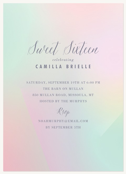 Holographic Teen Birthday Invitations