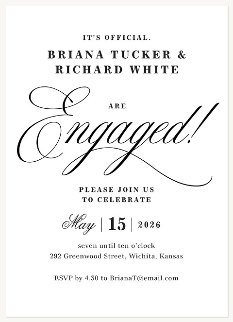 Classically Written Engagement Party Invitations