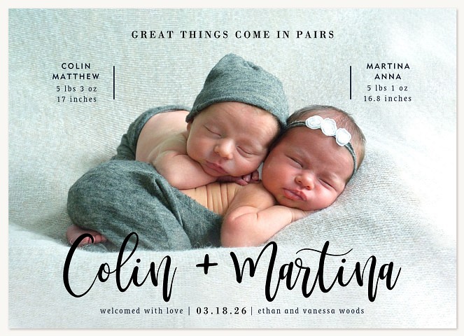 Double Up Twin Birth Announcements