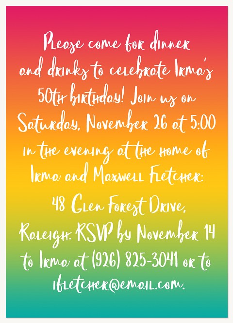 Ombré Poster Adult Birthday Party Invitations