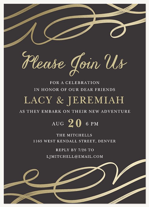 Gilded Ribbons Party Invitations