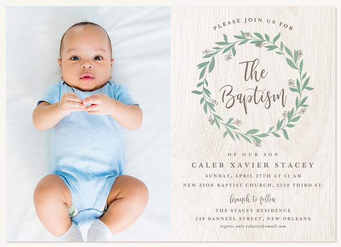 Laurel Wreath Baptisms & Christening Invitations