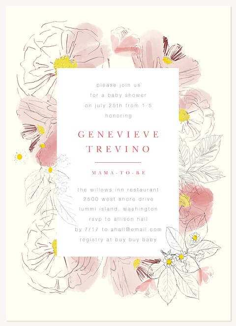 Watercolor Blush Baby Shower Invites
