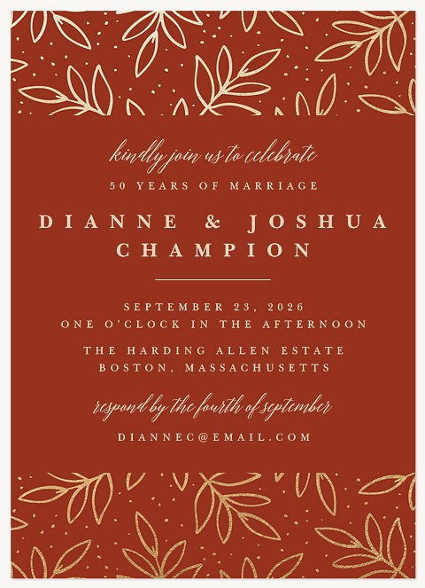 Autumn Sprigs Wedding Anniversary Invitations